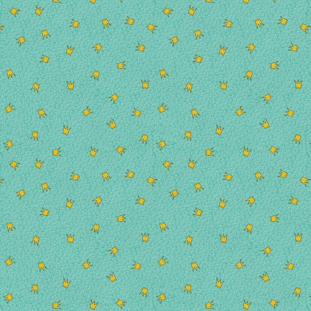 A Royal Fairytale - Crowns - Mint by Paintbrush Studio Fabric