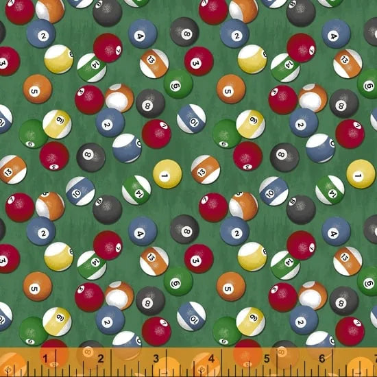Windham Fabrics - Man Cave - Billiard Balls on Green