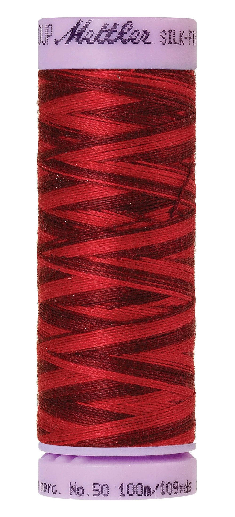 Fil de coton Mettler Silk-Finish 50wt panaché 109 vg/100 m Minuit Grenat