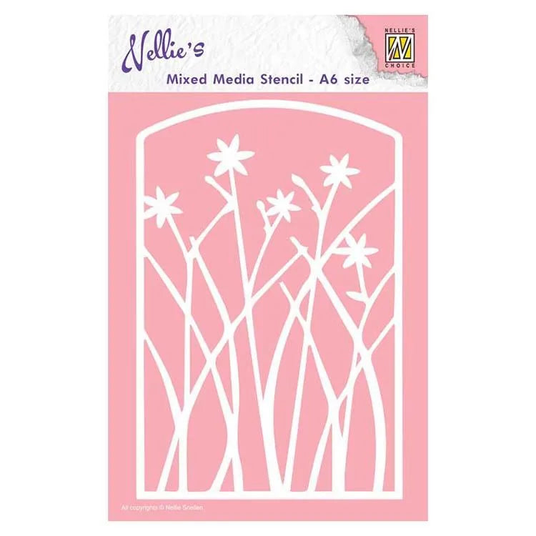 Nellie's Choice A6 Mixed Media Stencil Frame with Flowers — Ecstasy Crafts