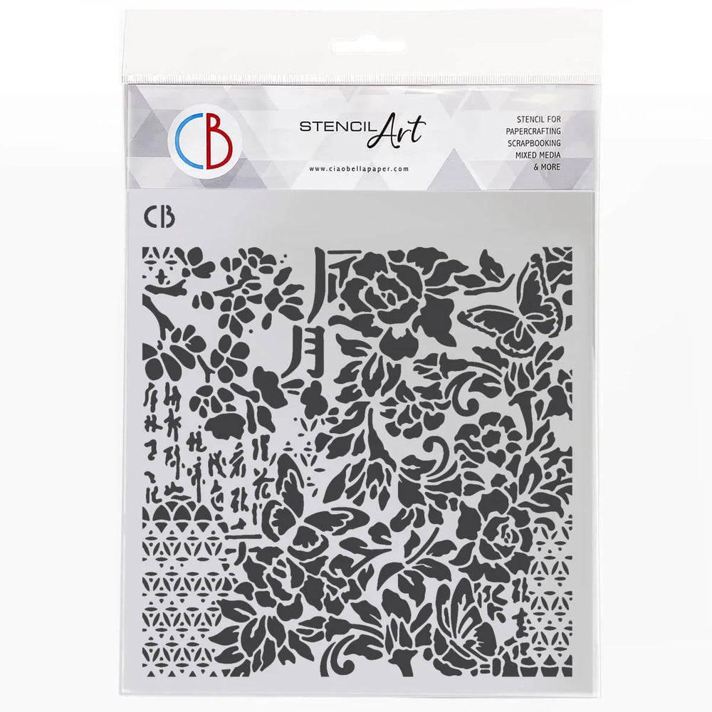 Pochoir Texturé 8"x8" Floraison Harmonique