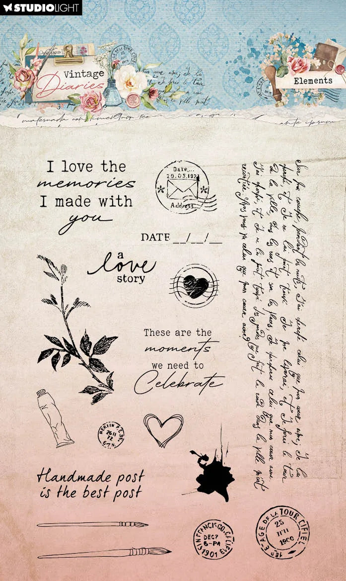 SL Clear Stamps Elements Vintage Diaries 17 PC