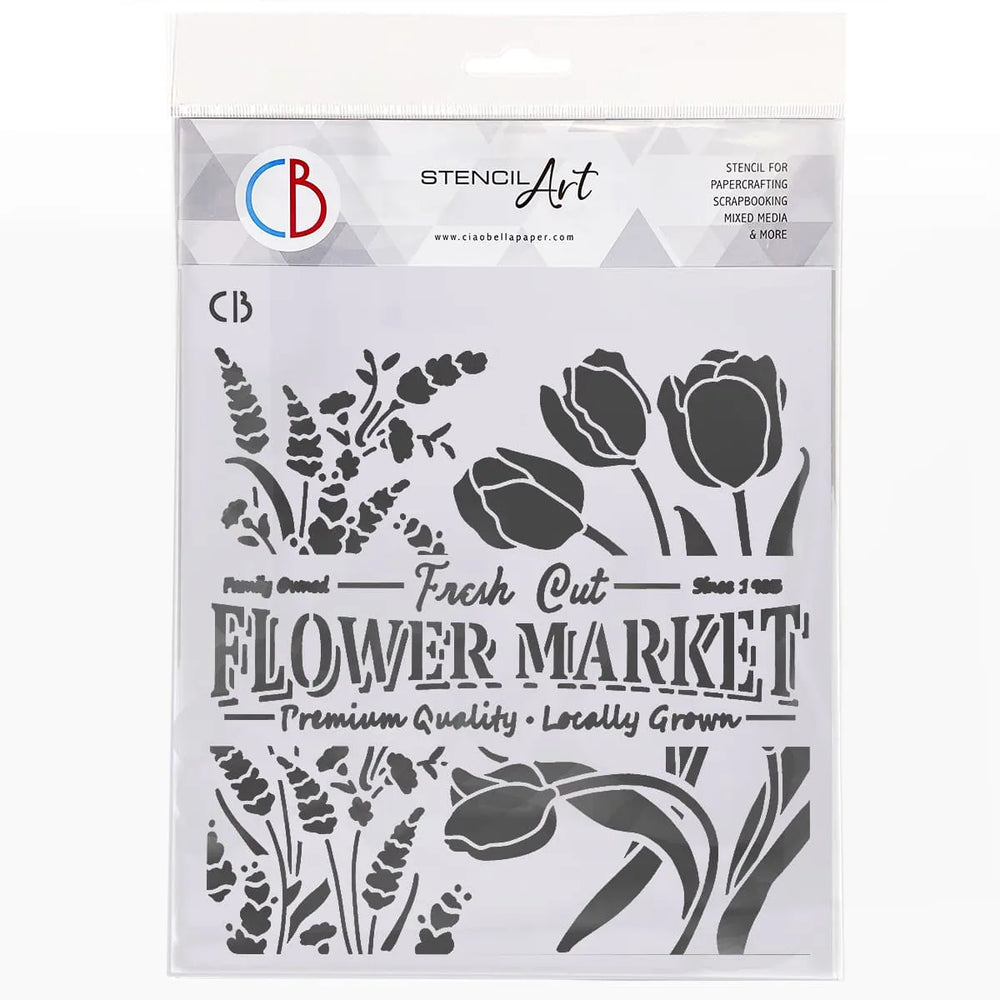 Pochoir texturé Ciao Bella 8x8 Marché aux fleurs