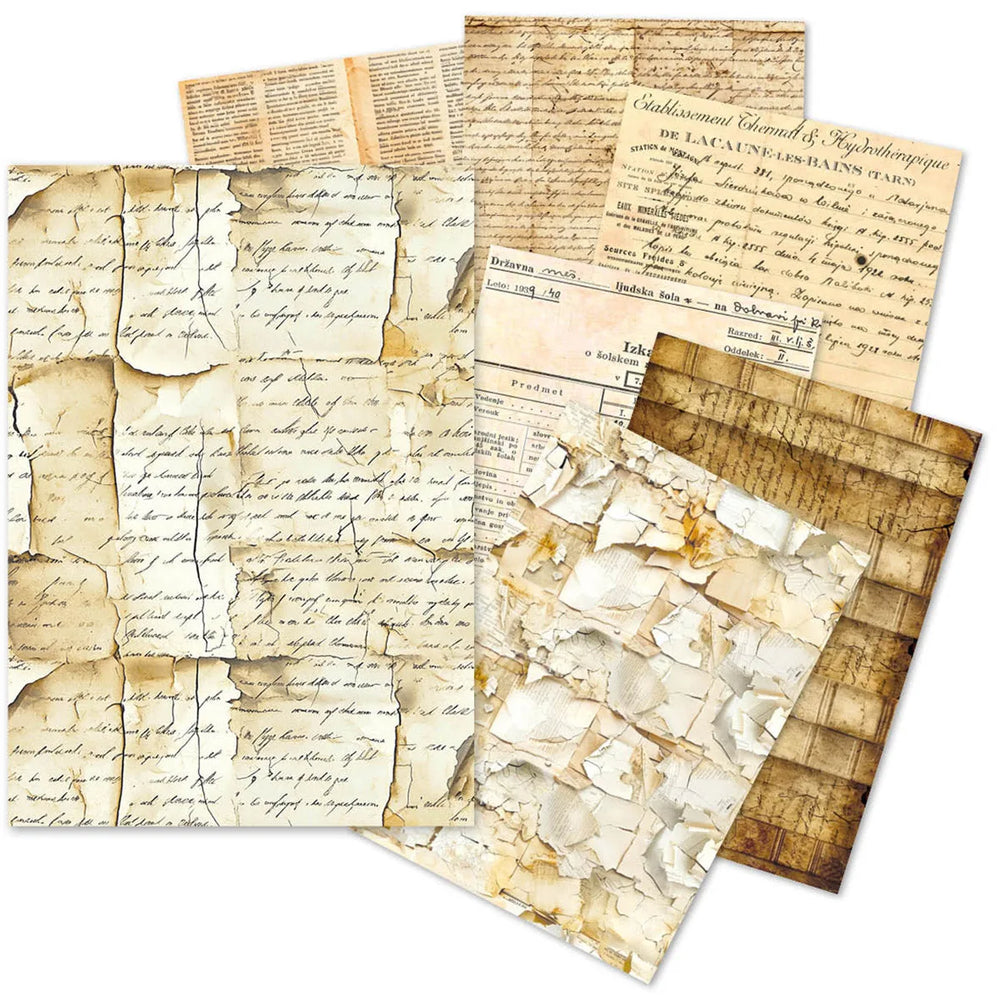 Ensemble de papier de soie A5 – 24 feuilles manuscrit vintage