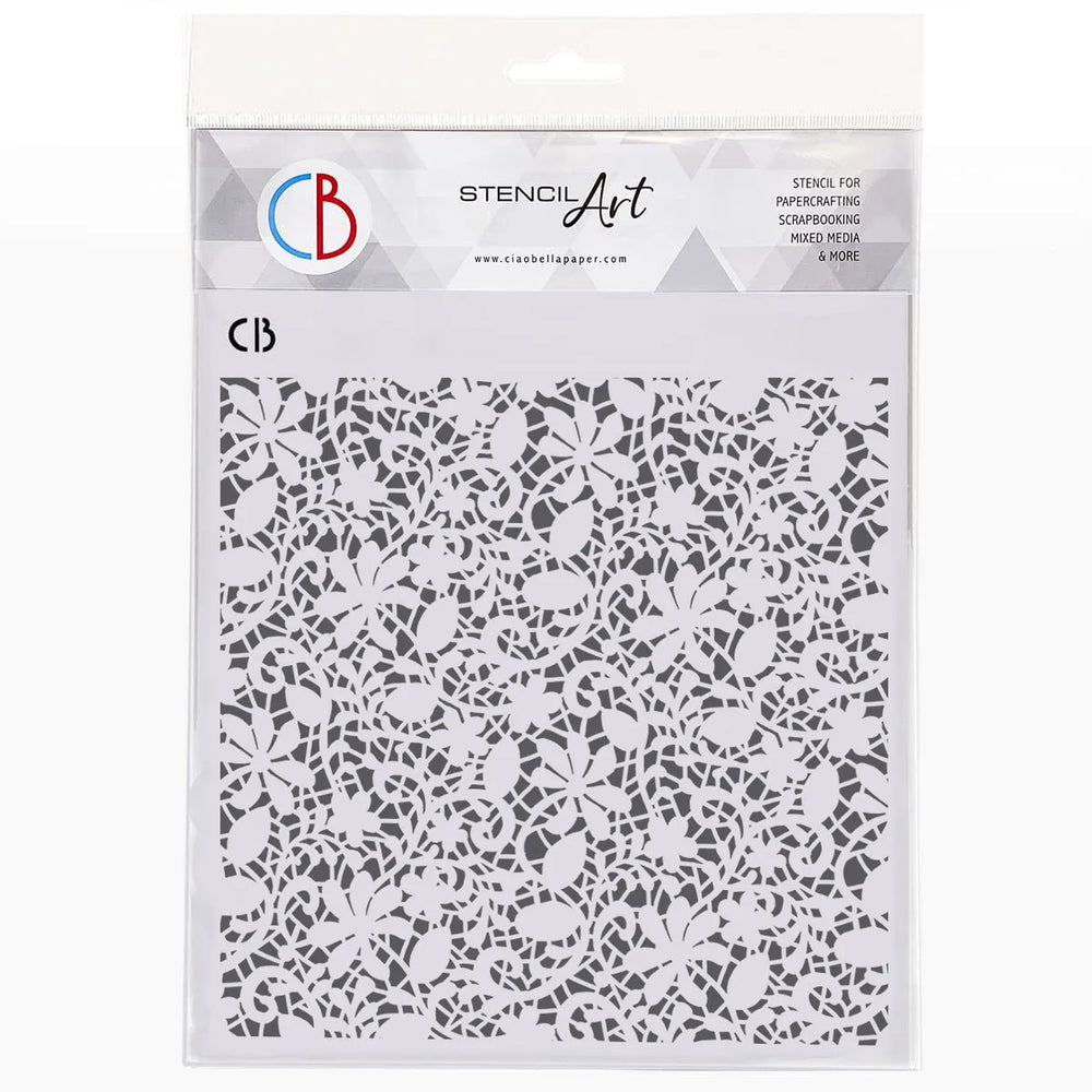 Pochoir à Texture Ciao Bella 8"x8" Dentelle Florale