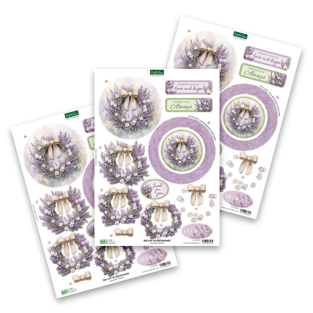 Die Cut Decoupage – Lavender Wreath (pack of 3) — Ecstasy Crafts