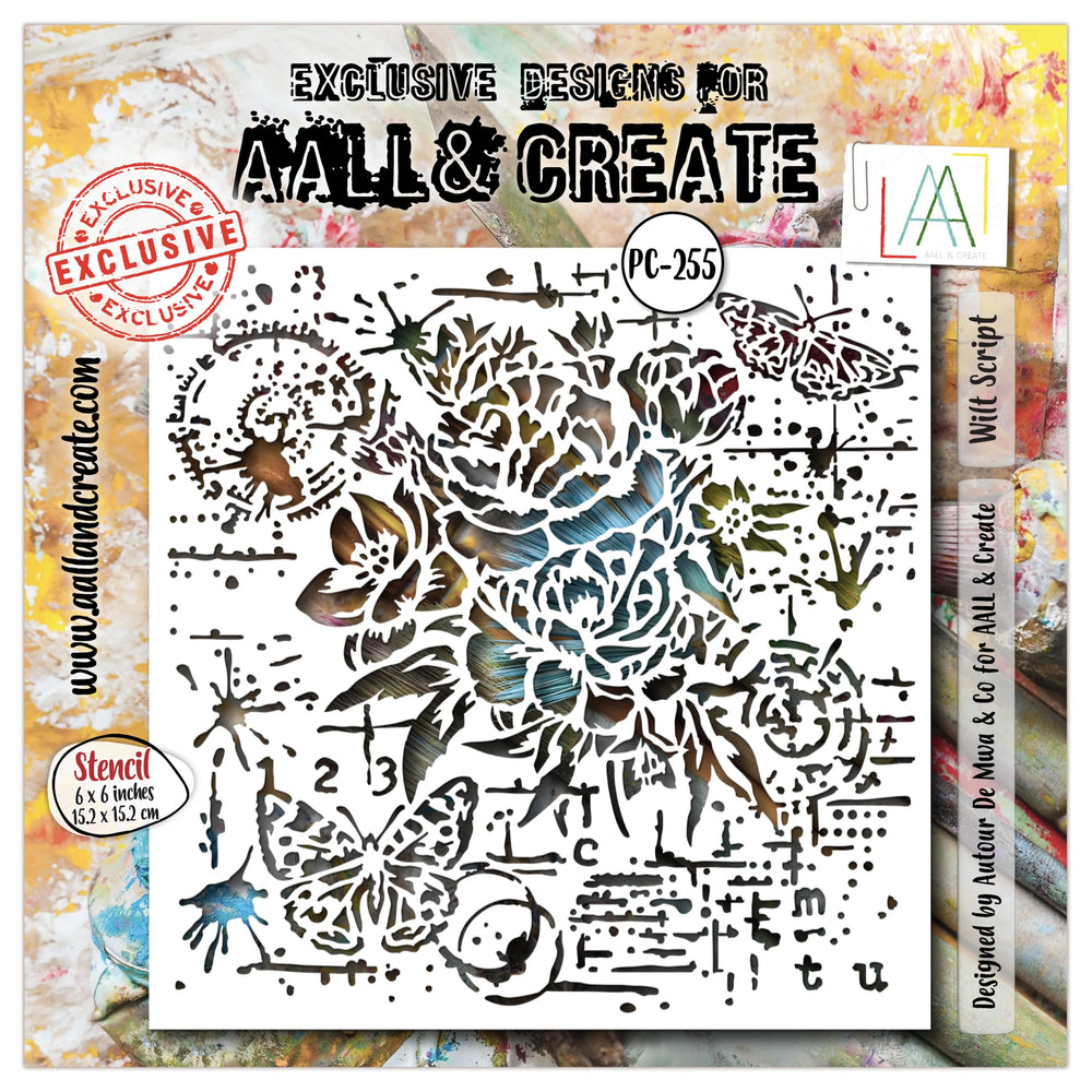 AALL and Create - 6"x6" Stencil - Wilt Script