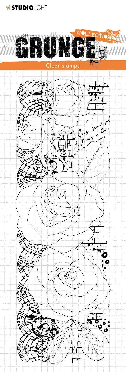 Tampon transparent SL Collection Grunge Roses 210x74x3mm 1 PC no.202