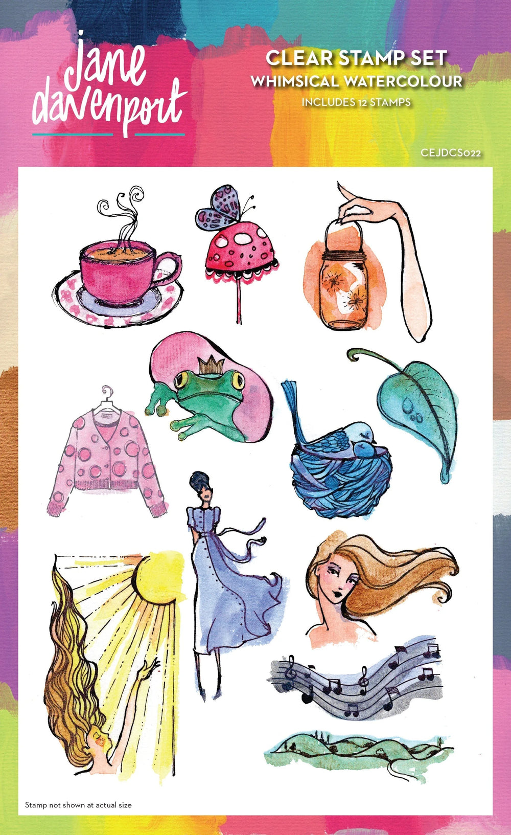 Creative Expressions Jane Davenport Whimsical Watercolour 6 in x 8 in Clear Stamp Set — Ecstasy Crafts