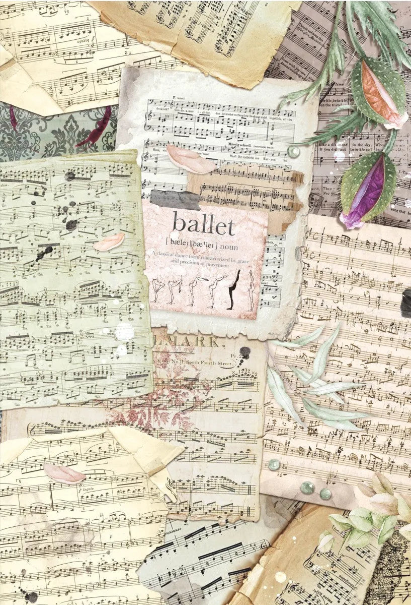 Ciao Bella Papier de riz A3 Piuma Partition musicale ancienne - 3 feuilles