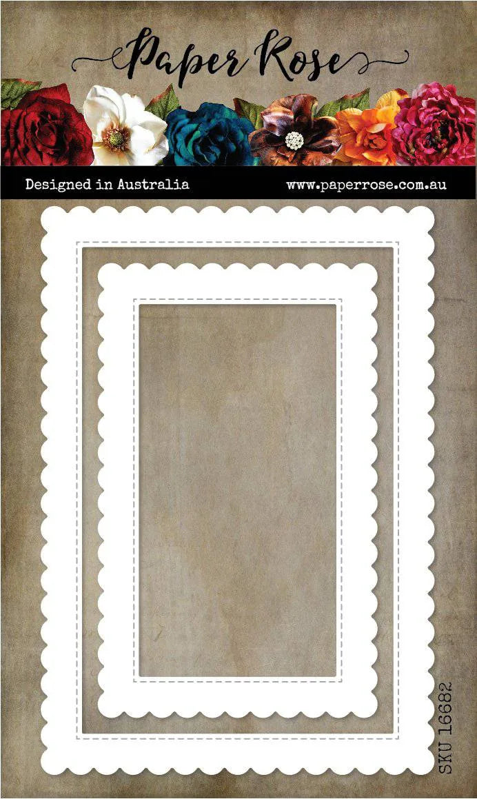 Pochoir de découpe en métal, rectangle festonné, 16682