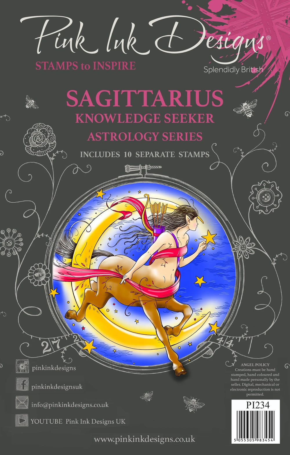 Pink Ink Designs Sagittarius 6 in x 8 in Clear Stamp Set — Ecstasy Crafts