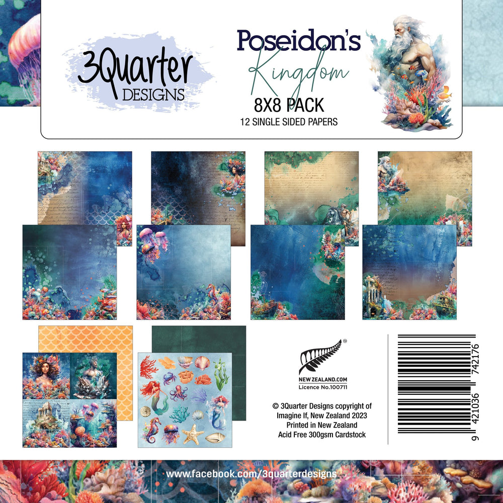 3Quarter Designs Poseidon's Kingdom 8x8 Paper Pack — Ecstasy Crafts