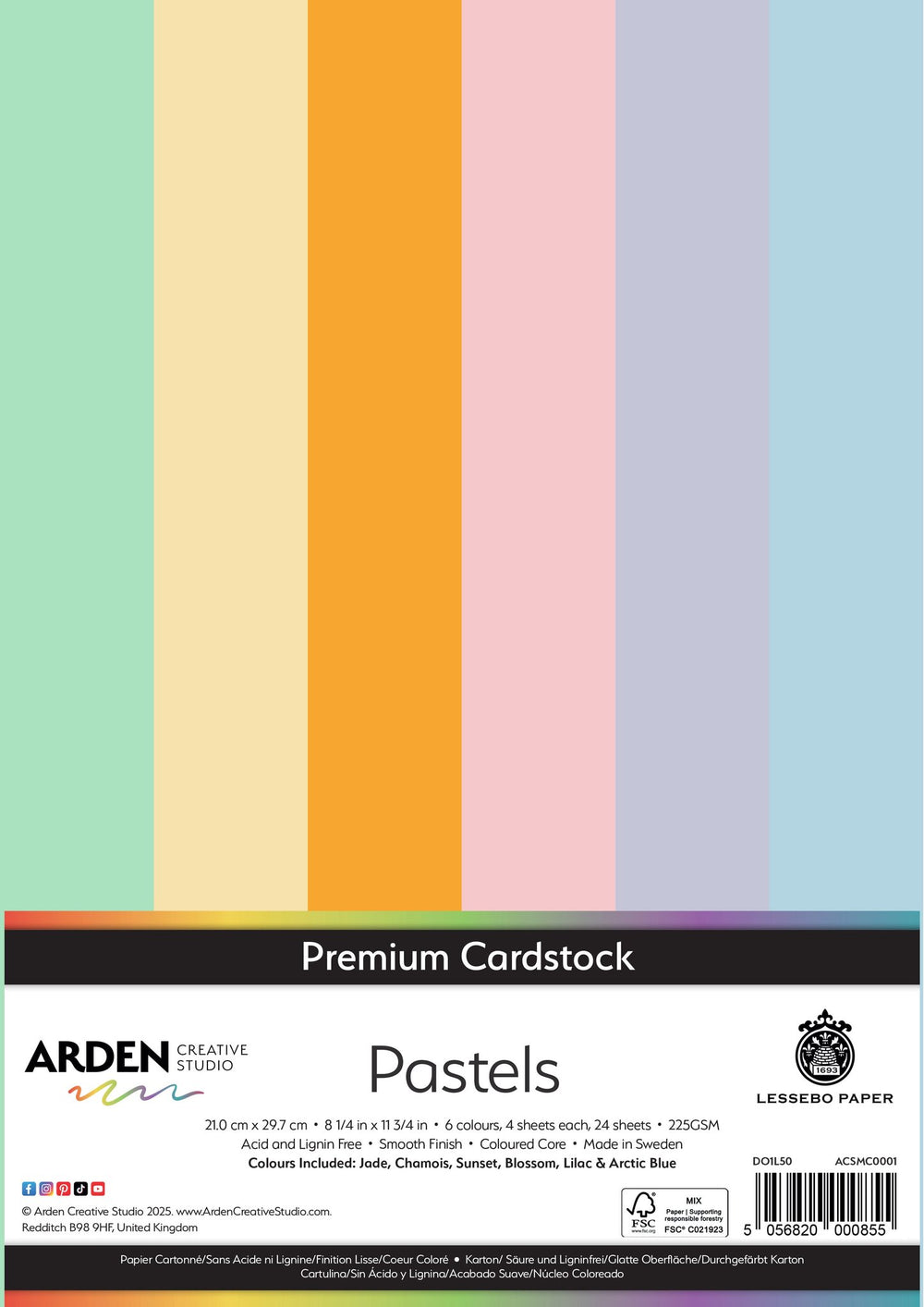 Arden Creative Studio Premium Cardstock Pastels A4 225gsm 24Pack — Ecstasy Crafts