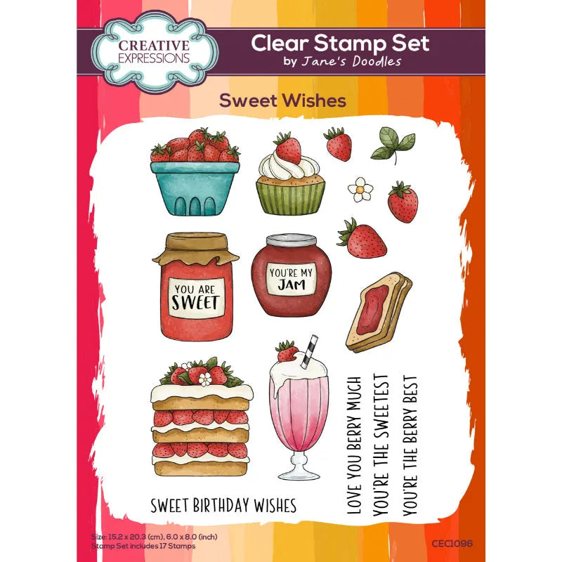 Creative Expressions Jane's Doodles Sweet Wishes 6 in x 8 in Clear Stamp Set — Ecstasy Crafts