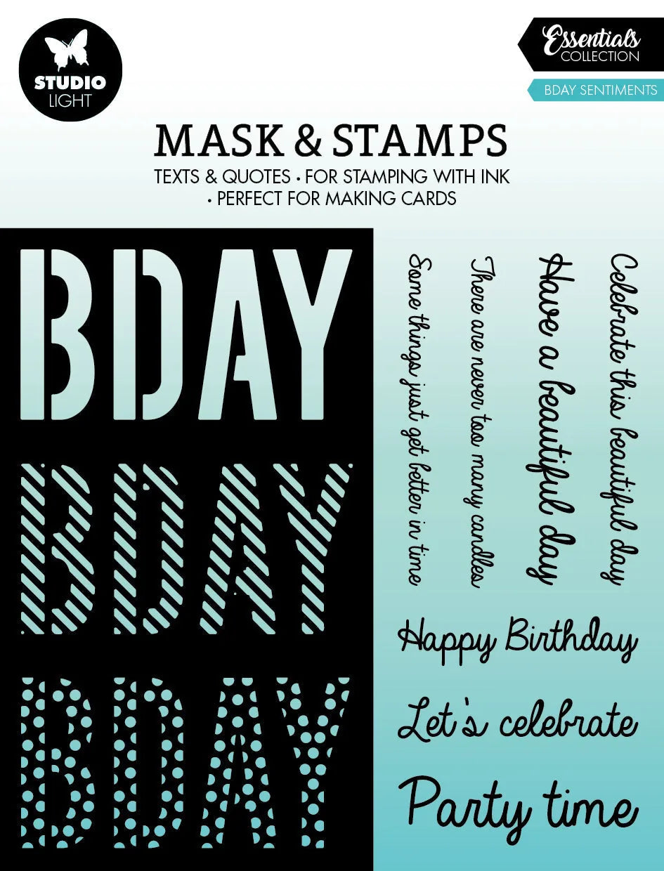 SL Masque & Tampon Sentiments Anniversaire Essentiels 155x155x3mm 8 PC nr.02