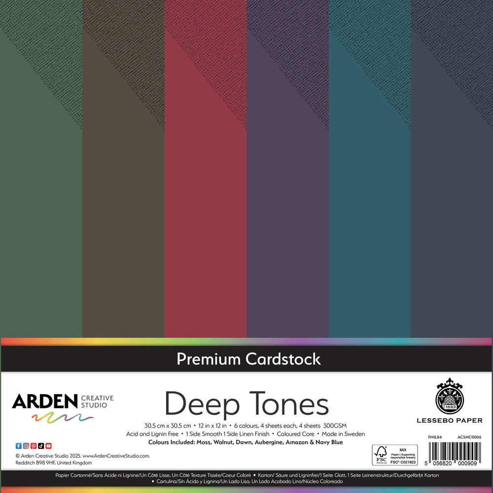 Arden Creative Studio Premium Cardstock Deep Tones 12in x 12in 300gsm 24 Pack — Ecstasy Crafts