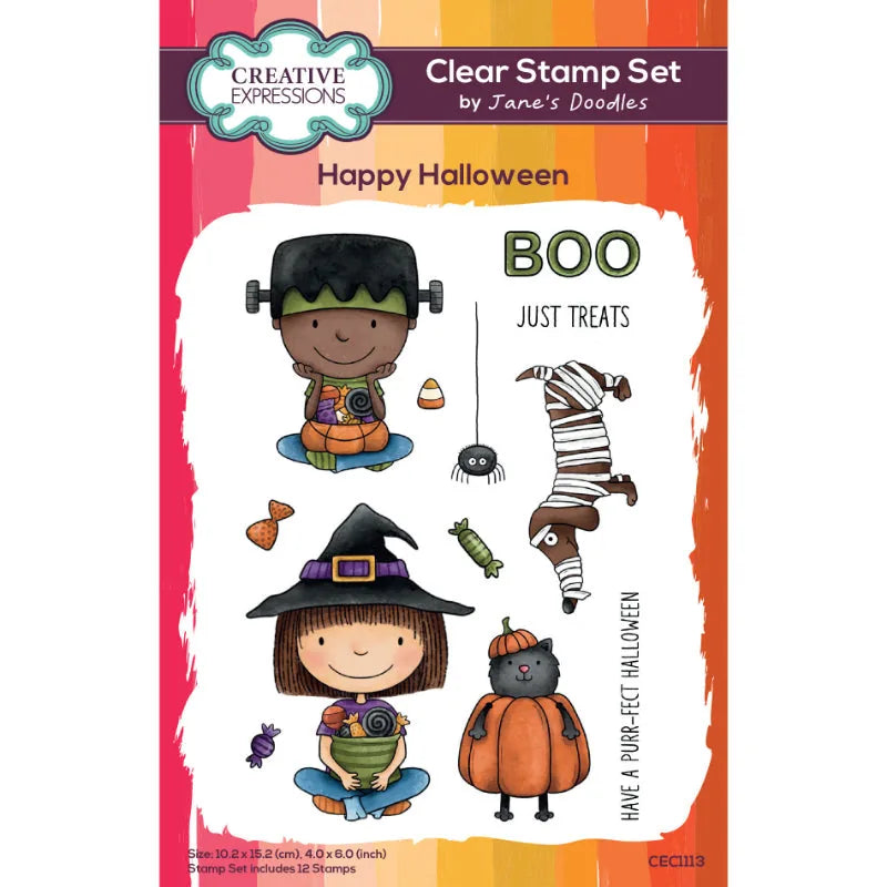 Creative Expressions Jane's Doodles Happy Halloween 4 in x 6 in Clear Stamp Set — Ecstasy Crafts