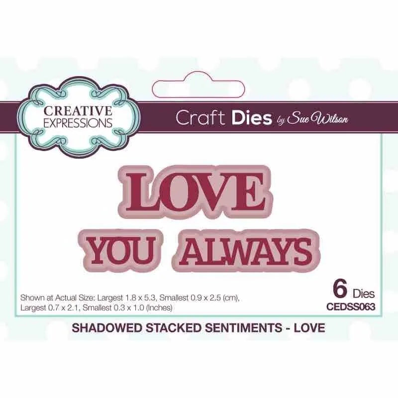 Creative Expressions Sue Wilson Love Shadowed Stacked Sentiment Craft Die — Ecstasy Crafts
