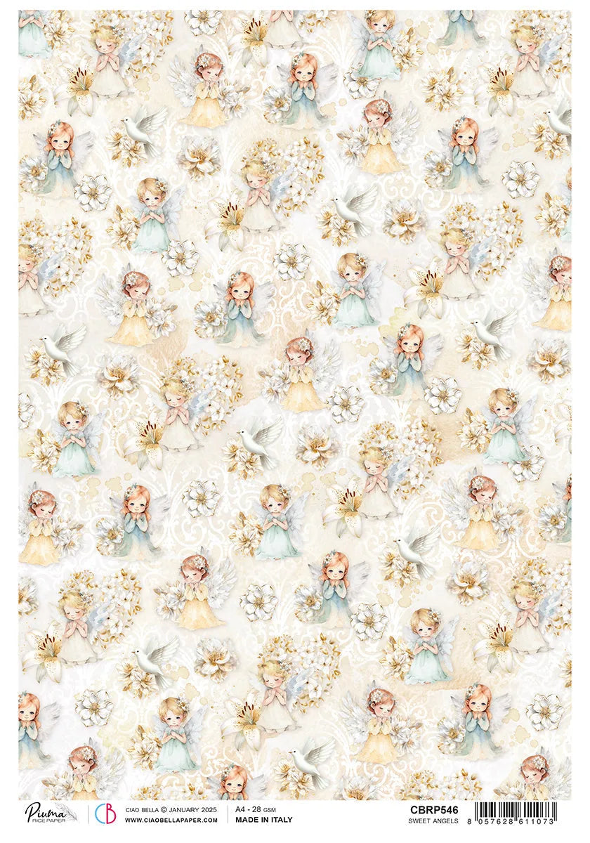 Papier de riz A4 Sweet Angels - 5 feuilles