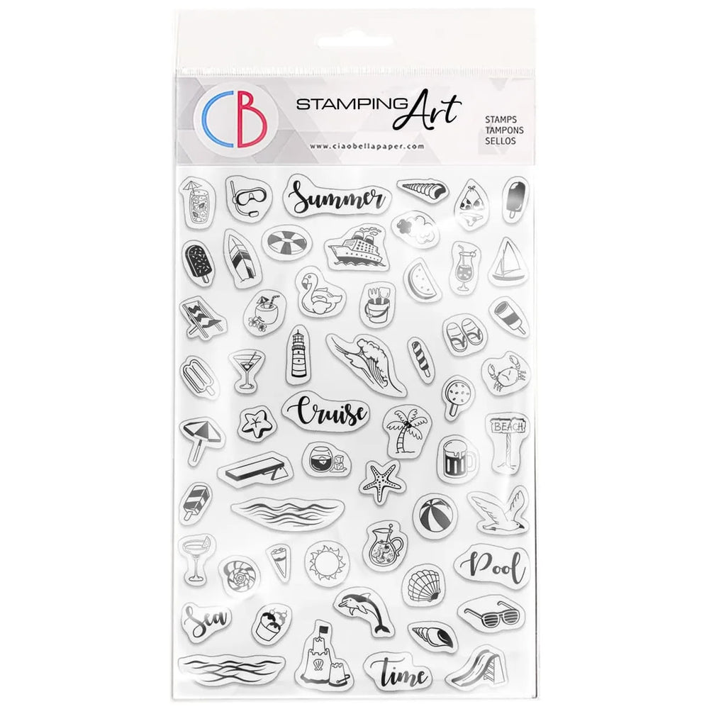 Ensemble de tampons transparents Ciao Bella 4"x6" Été BuJo