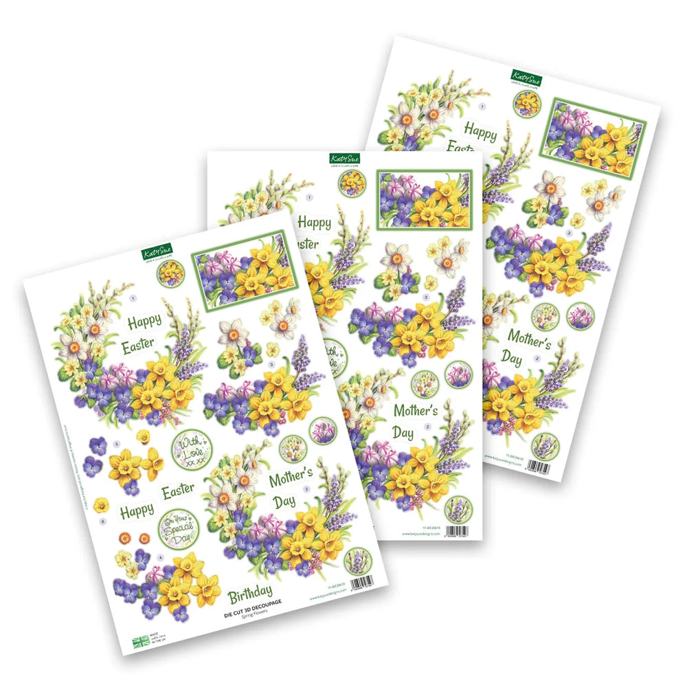 Découpage prédécoupé – Fleurs printanières (paquet de 3)