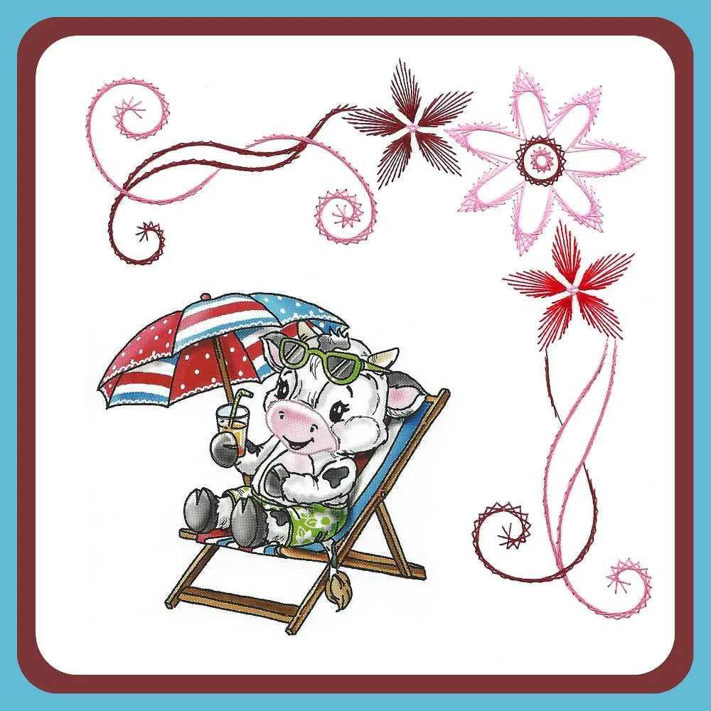 Motif de broderie - Coin de fleurs élégant