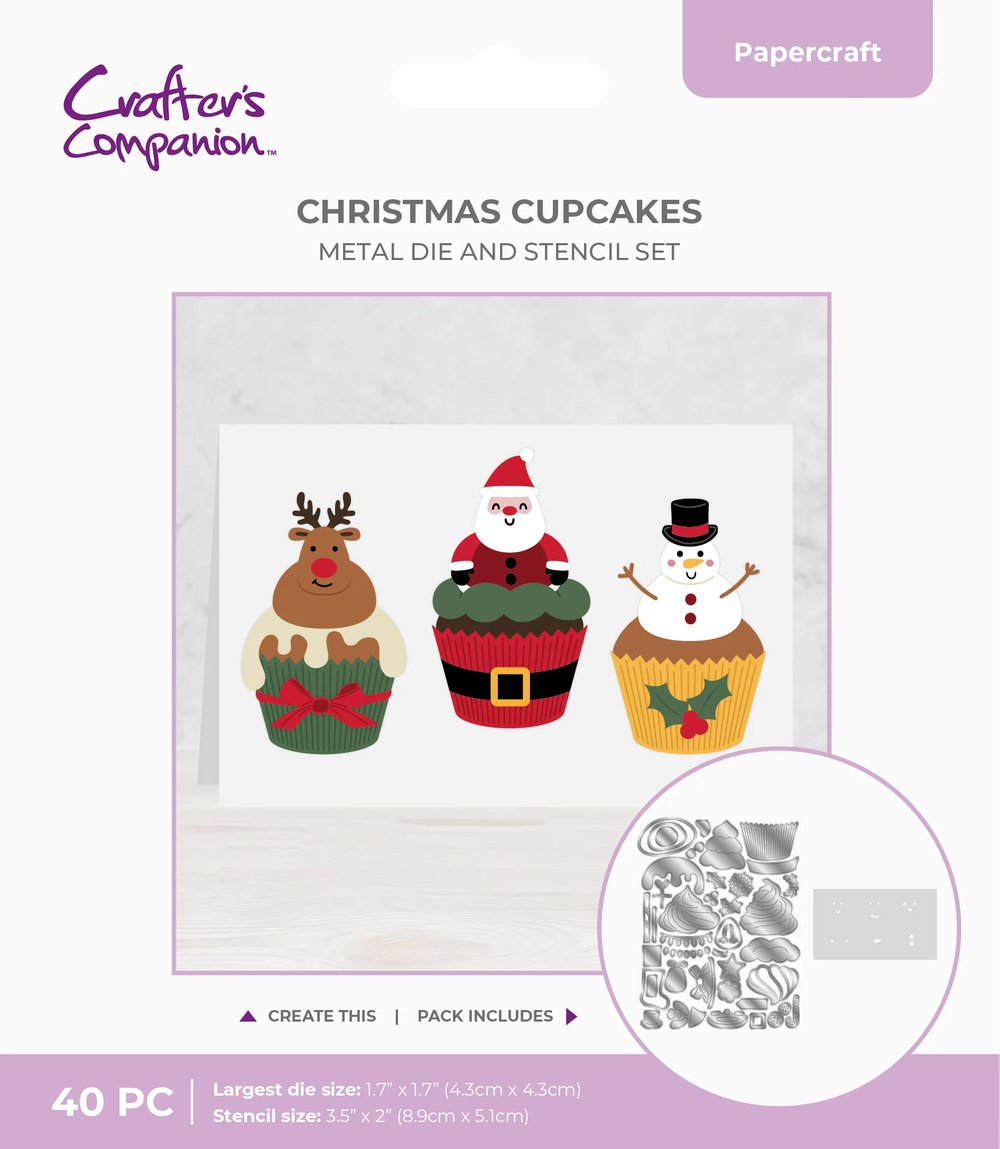 Ensemble de pochoirs et matrices Crafter's Companion - Petits gâteaux de Noël