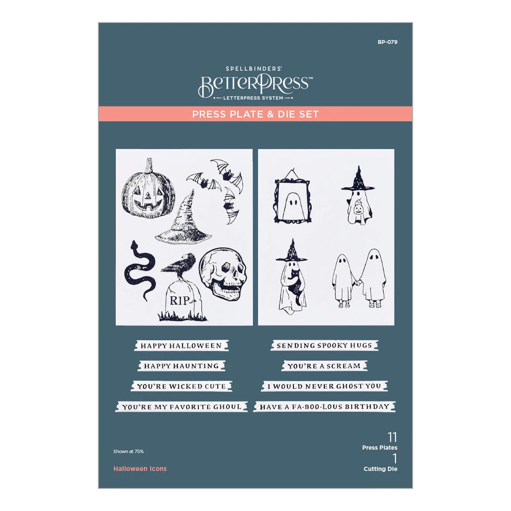 Ensemble de plaques et matrices Icônes d'Halloween de la Collection d'Halloween Betterpress