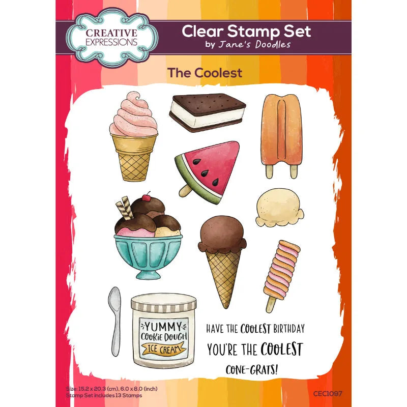 Creative Expressions Jane's Doodles Les Plus Cools Ensemble de Tampons Clairs 6 po x 8 po