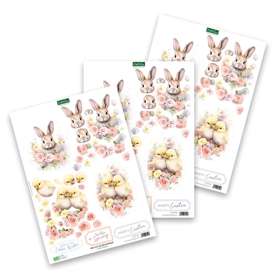 Découpage prédécoupé – Poussins & Lapin (paquet de 3)