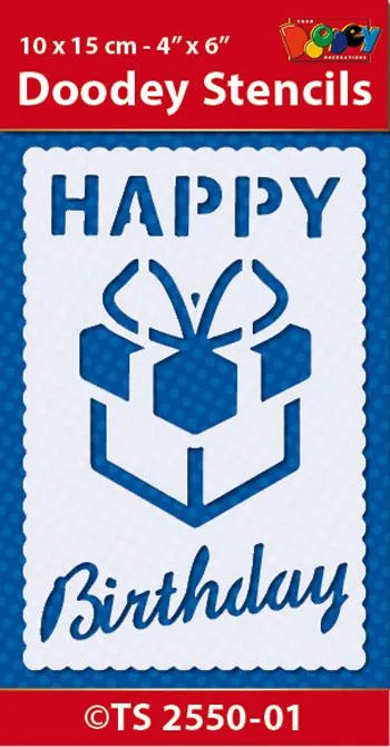 Stencil 10x15 cm Sentiment Birthday