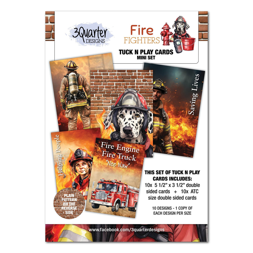 3 Quarter Designs Fire Fighters Mini Tuck N Play Cards — Ecstasy Crafts