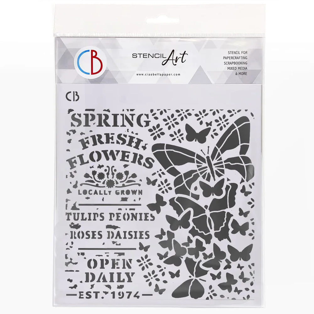 Ciao Bella Texture Stencil 8x8 Spring Fresh Flowers