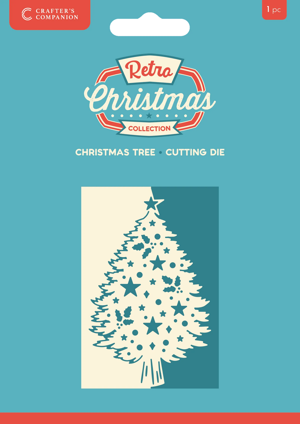 Crafter's Companion Collection Noël Rétro – Pochoir Métallique à Bordure – Sapin de Noël