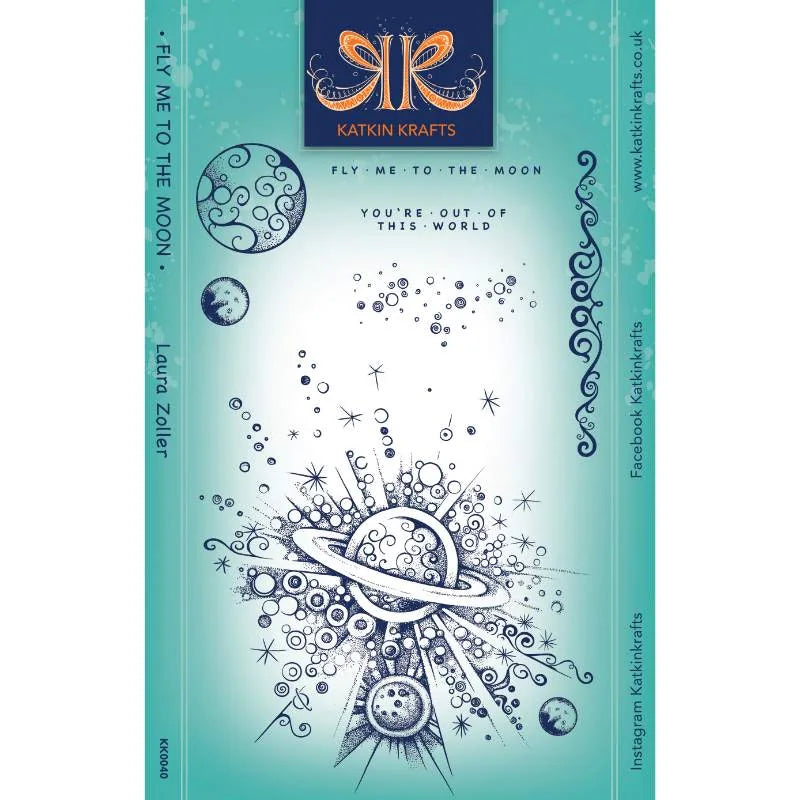 Katkin Krafts Envolons-nous vers la Lune Ensemble de tampons transparents 6 po x 8 po