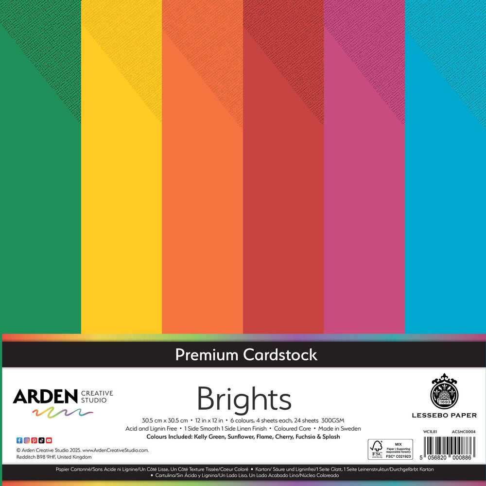 Arden Creative Studio Premium Cardstock Brights 12in x 12in 300gsm 24 Pack — Ecstasy Crafts