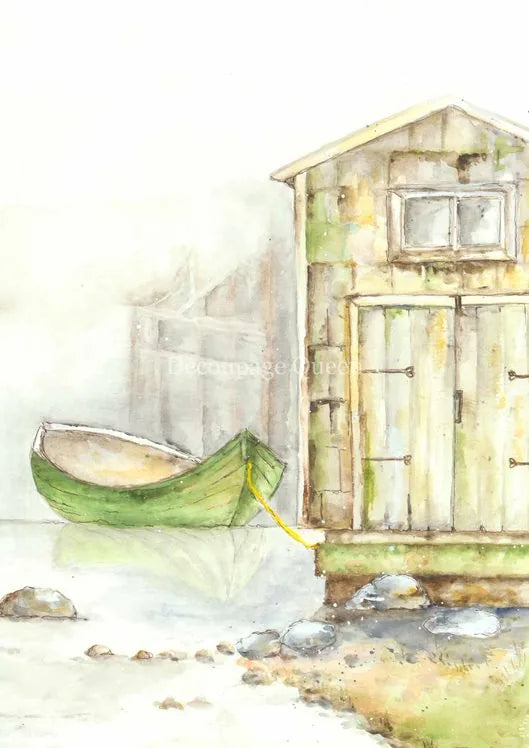 Ellen J Goods - Papier de riz « Morning Boat House » - 5 feuilles