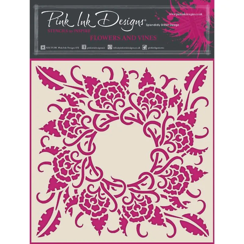 Pink Ink Designs Fleurs et Vignes 7 po x 7 po Pochoir