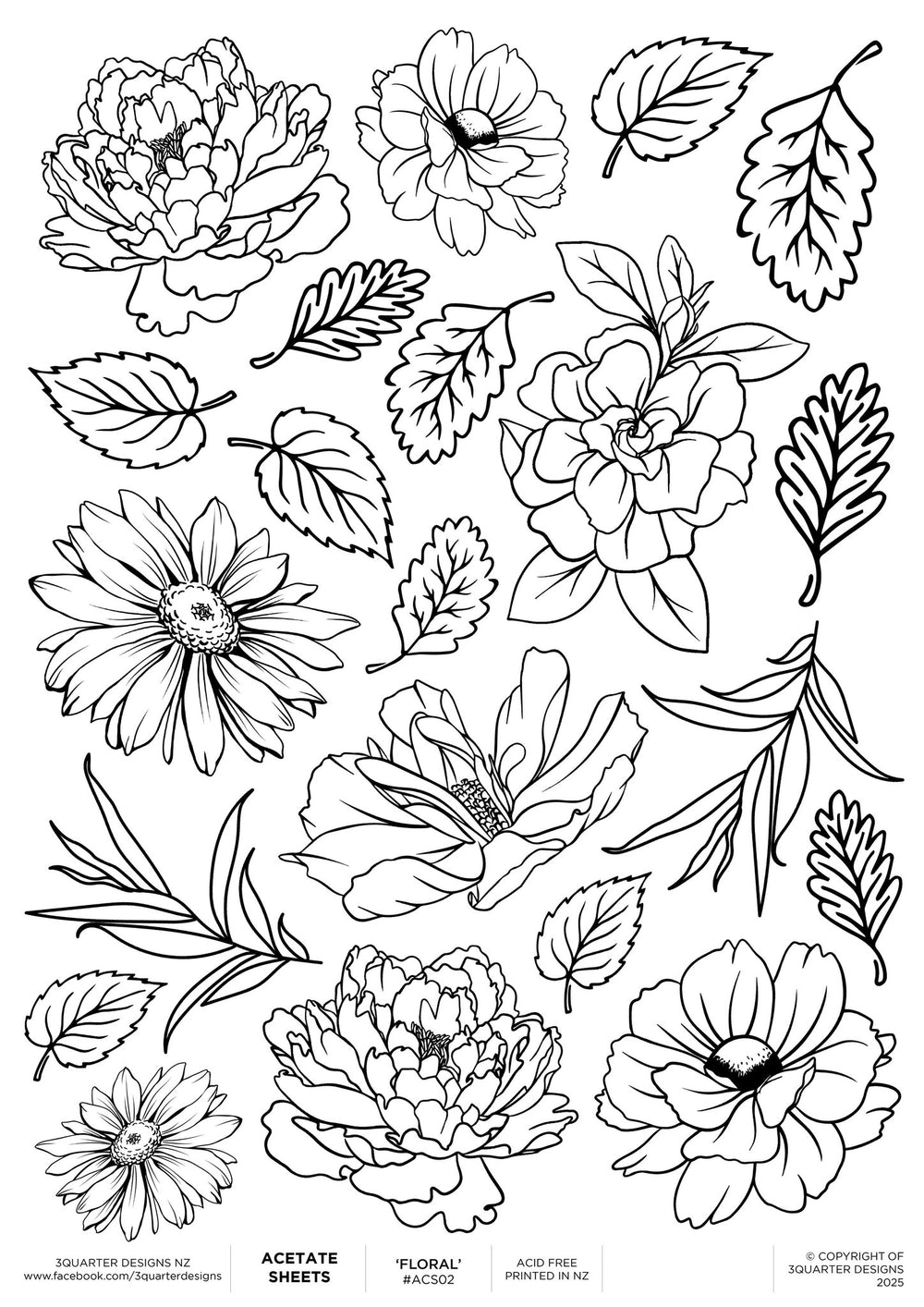 3Quarter Designs A4 Acetate - Floral — Ecstasy Crafts