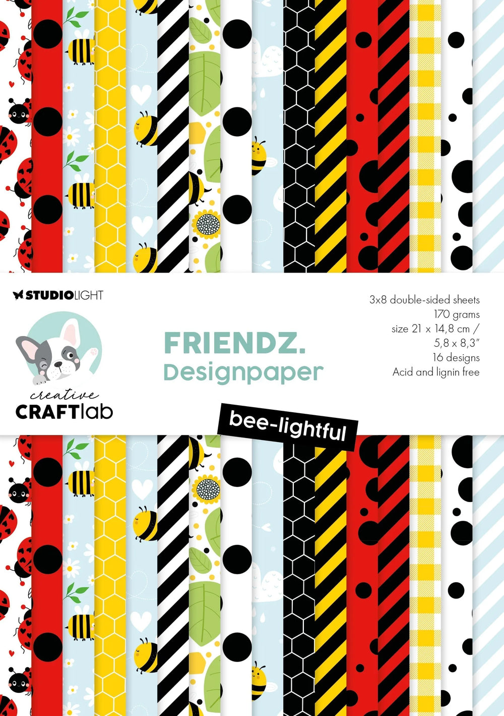 Bloc de papier CCL Designer Bee-Lightful Friendz 24 feuilles
