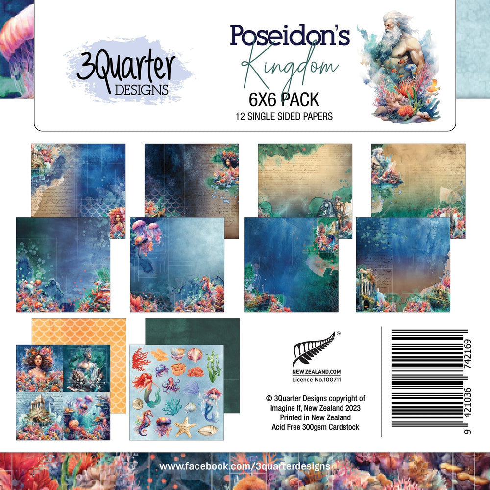3Quarter Designs Poseidon's Kingdom 6x6 Paper Pack — Ecstasy Crafts