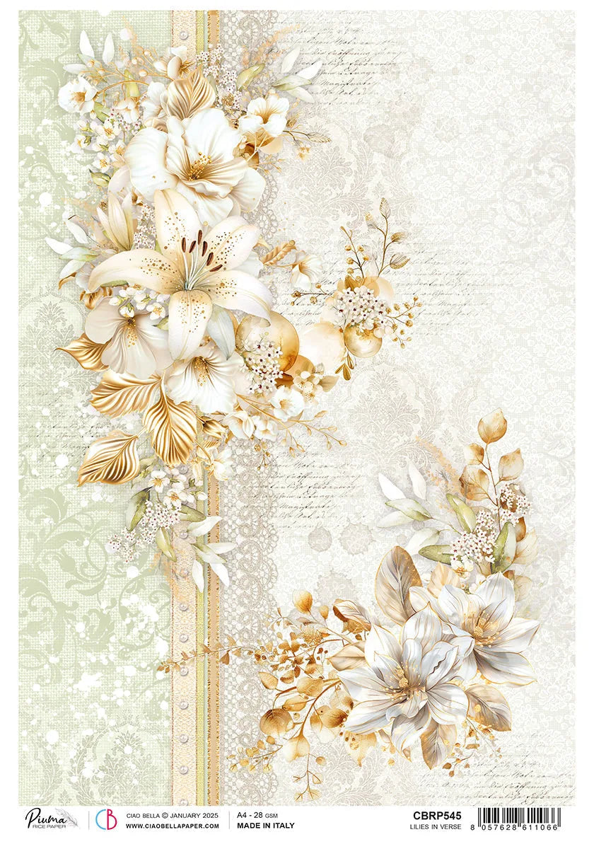 Rice Paper A4 Lilies In Verse - 5 Sheets