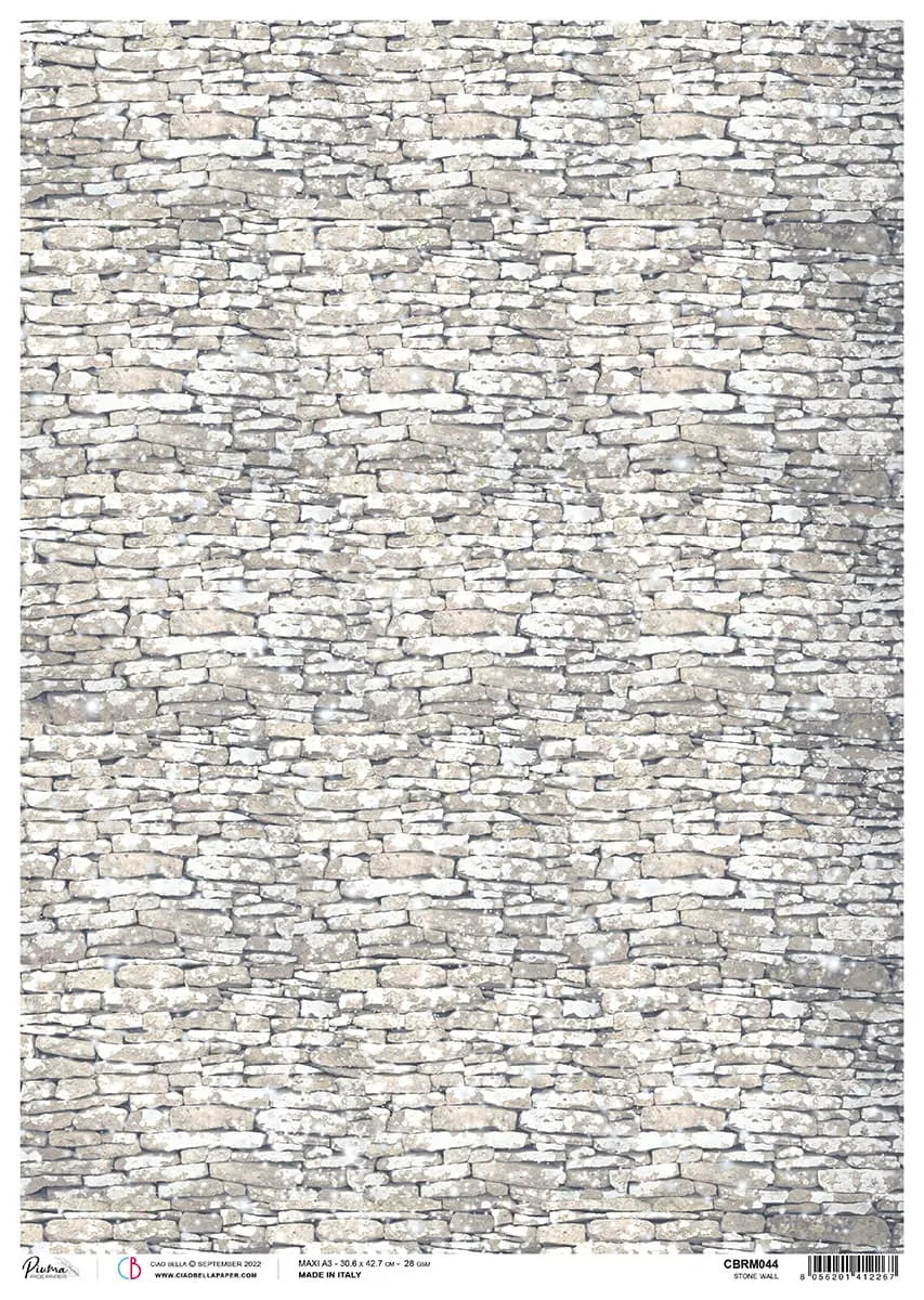 Papier de riz A3 Piuma Stone wall - 3 feuilles