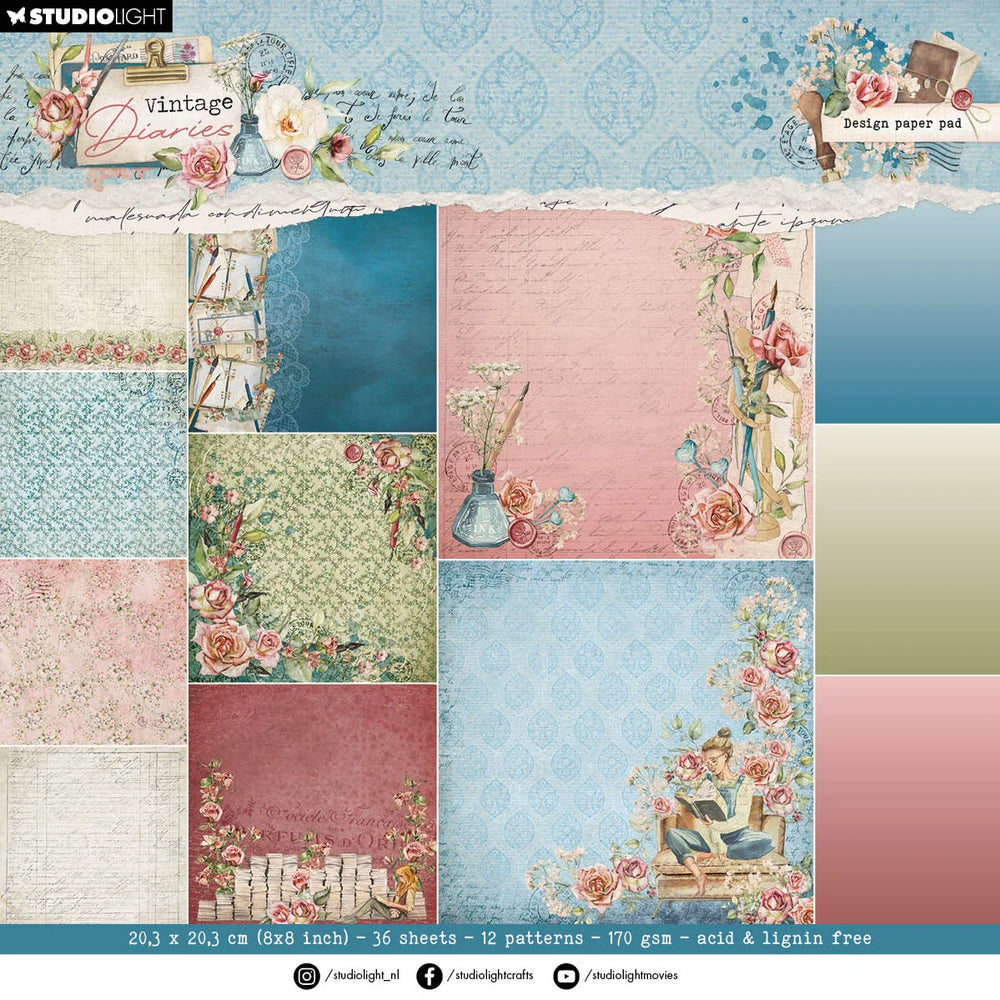 Bloc de papier SL Design Papier de fond Journaux vintage 36 feuilles