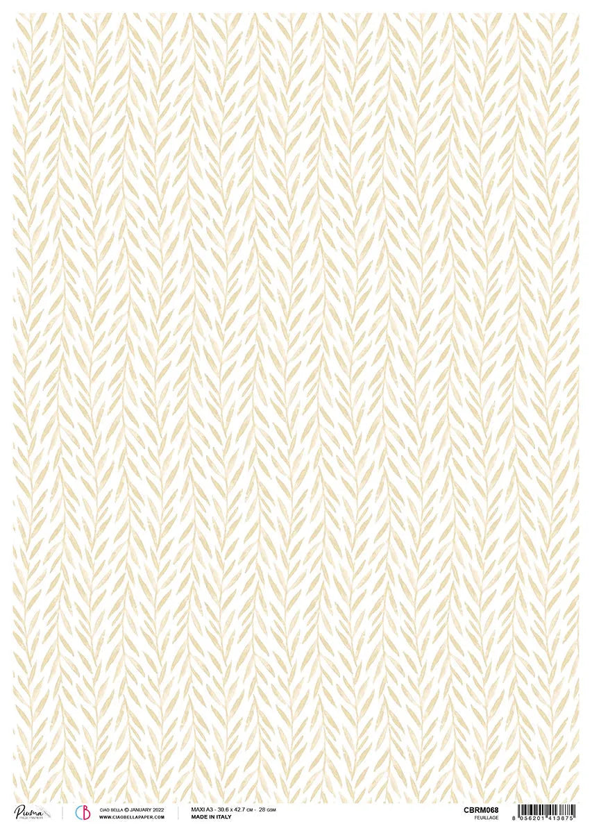 Ciao Bella Rice Paper A3 Piuma Feuillage - 3 Sheets