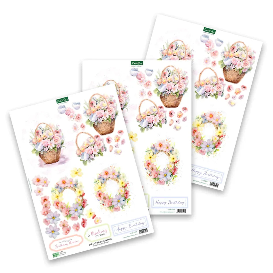 Découpage prédécoupé – Panier et Couronne Floraux (paquet de 3)