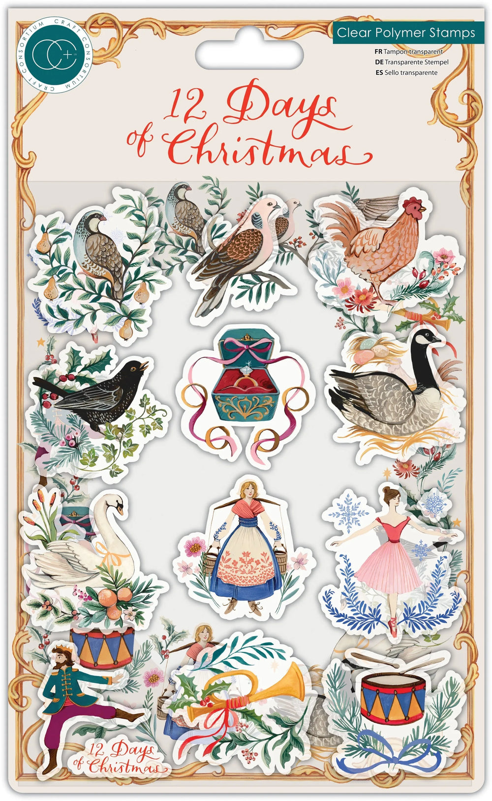Craft Consortium 12 Jours de Noël - Ensemble de tampons 6x8