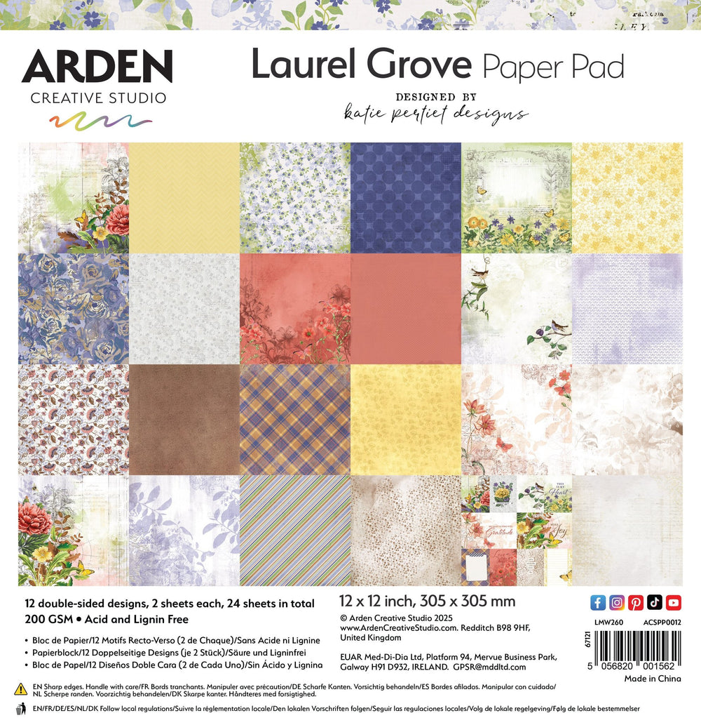 Arden Creative Studio Laurel Grove 12in x 12in Paper Pad — Ecstasy Crafts