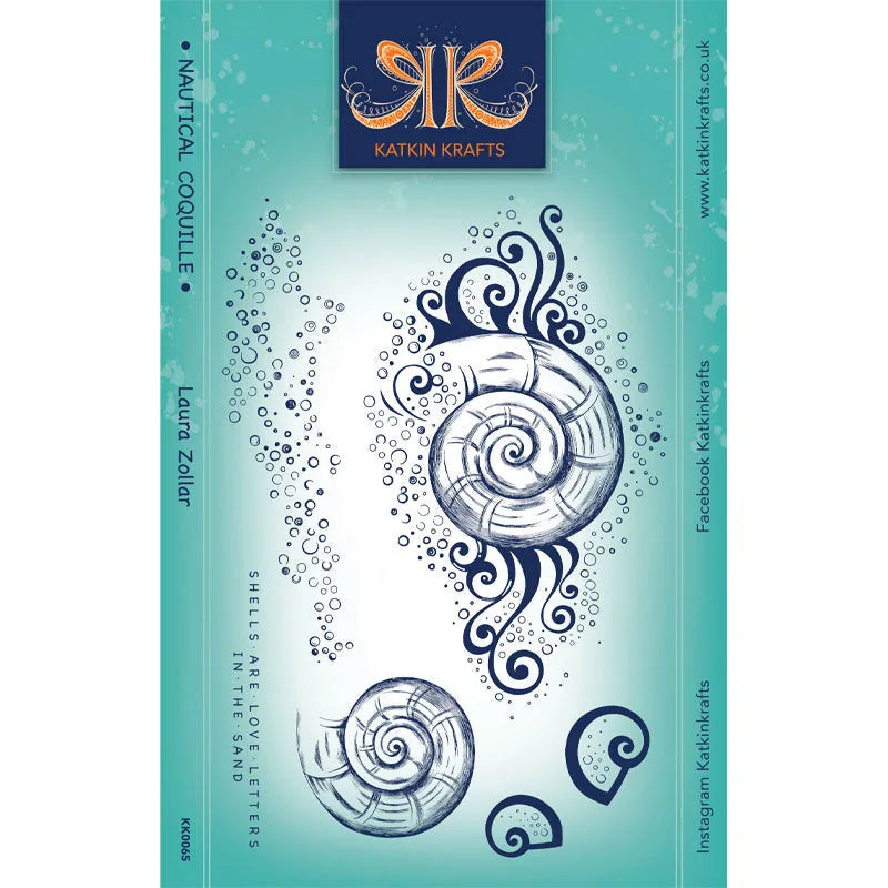 Katkin Krafts Collection Nautique Coquille Ensemble de tampons transparents 6 po x 8 po